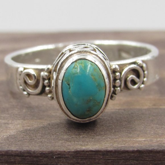 Jewelry - Size 6.5 Sterling Unique Turquoise Stone Ring